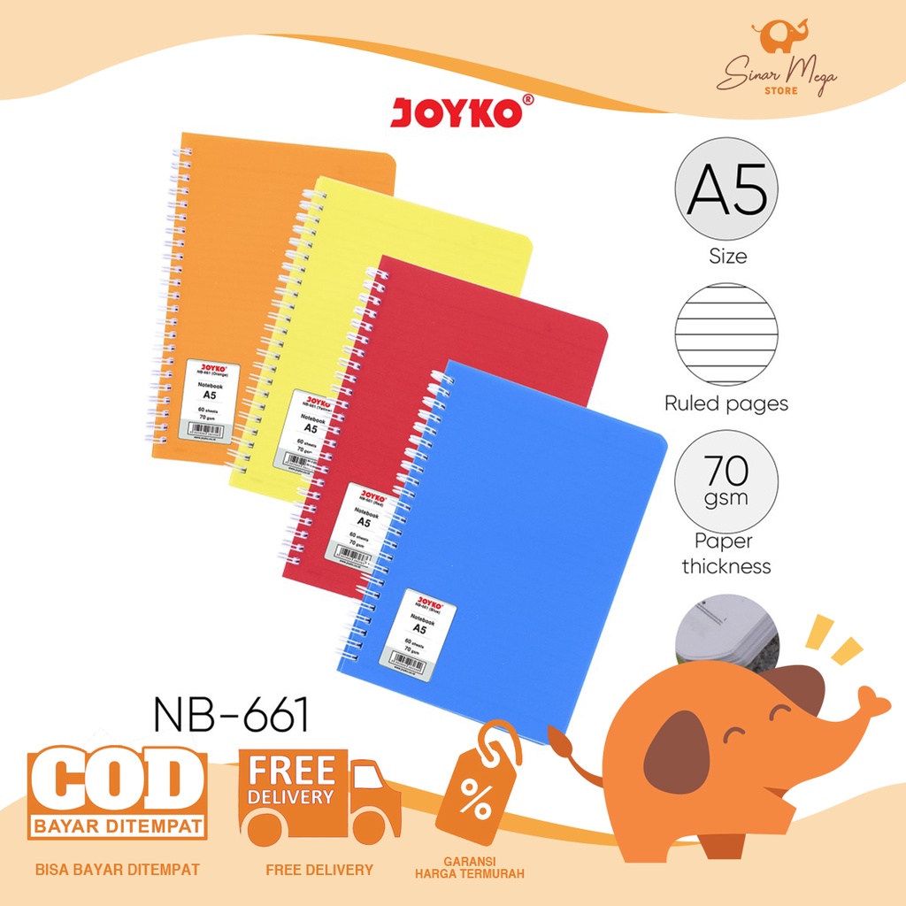 Jual Joyko Loose Leaf Buku Notebook Spiral Nb 661 A5 60 Lembar Ruled