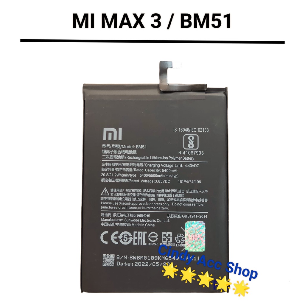 Jual Baterai Batre Mi Max 3 BM51 Original Battery | Shopee Indonesia