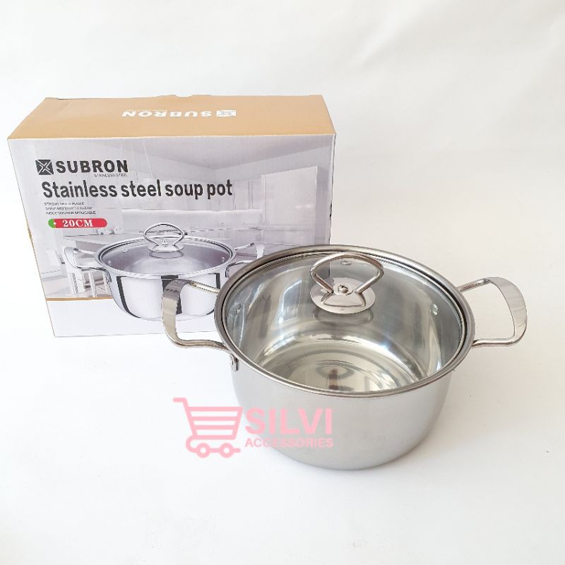 Jual Panci Kuah Sop Sup Mpasi SUBRON Stainless 16cm 20cm 24cm Panci Sup ...