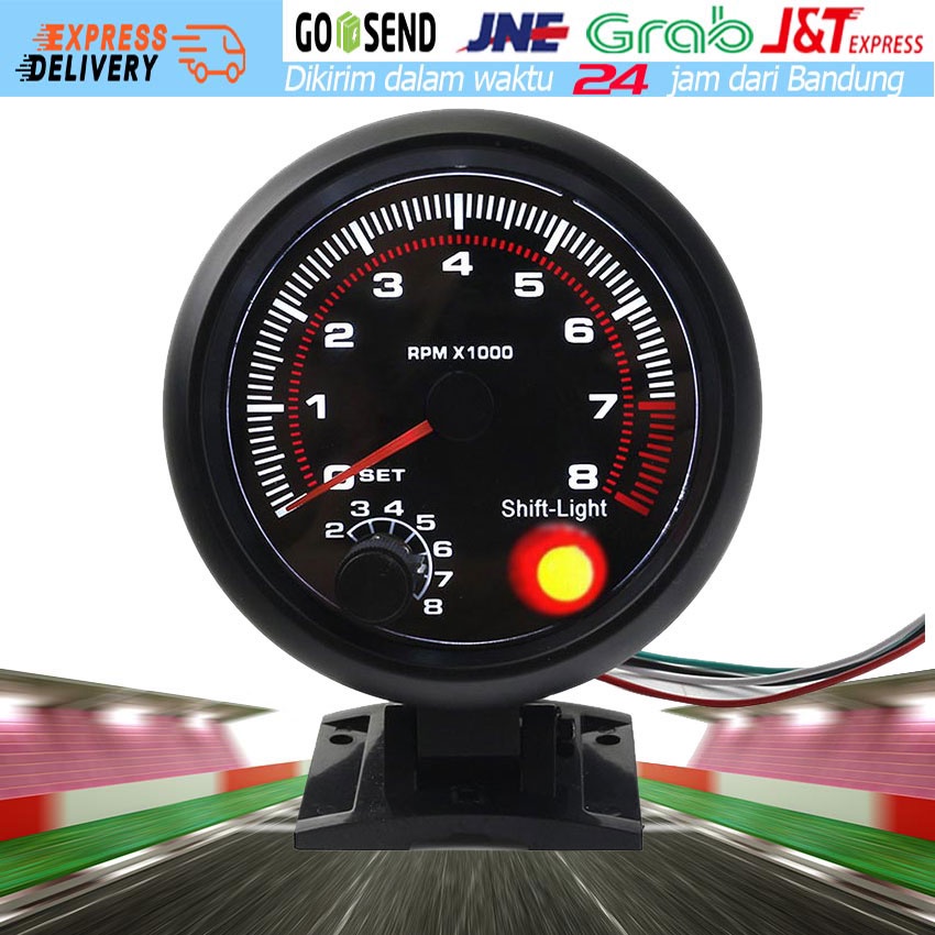 Jual Tachometer Mobil Universal Warna Hitam Ukuran 3.75 "08000 RPM