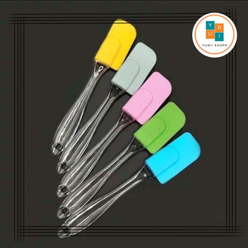 Jual [YR] [SPATULA KUE] Spatula Polesan Kue Silikon Gagang Bening