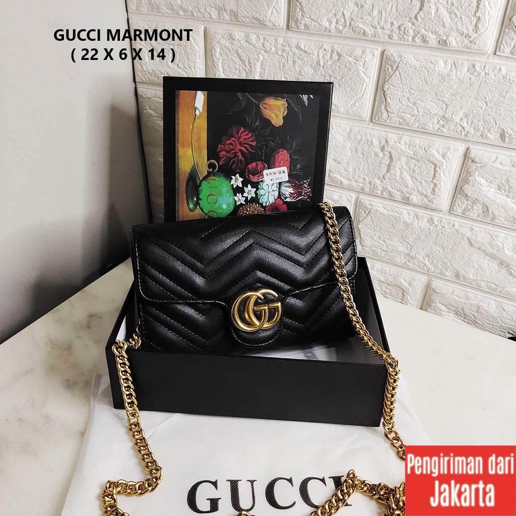 Jual Fashion Wanita Gucci Tas Selempang Casual Warna Hitam FALSE