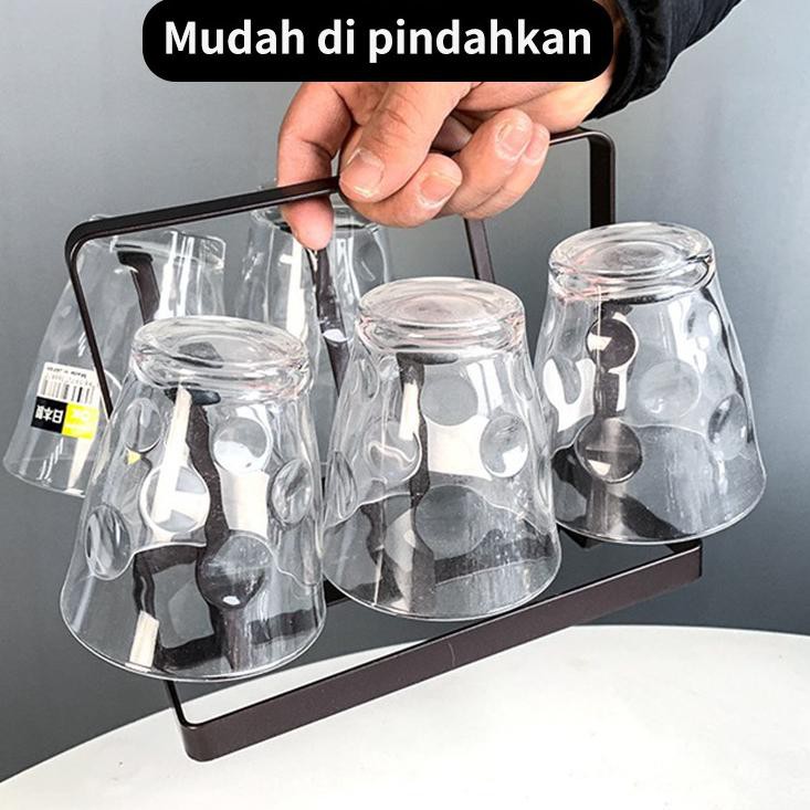 Jual Rak Gelas Gantung 6 Cup Holder Organizer Besi Anti Karat Tempat Cangkir Minimalis Hdk101 1517