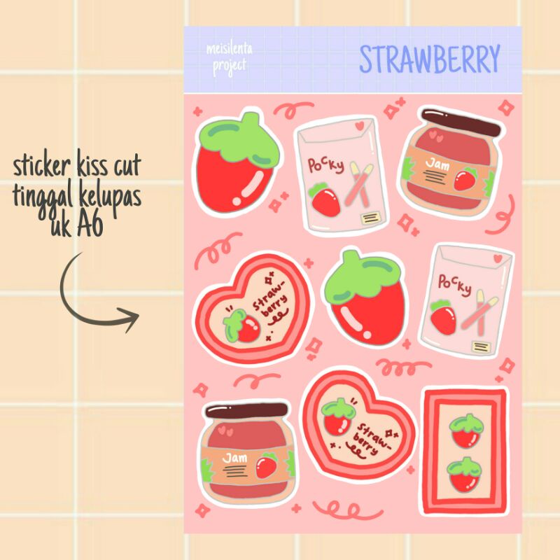 Jual STRAWBERRY - STICKER DECO KISS CUT / STIKER PLANNER JURNAL ...