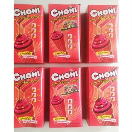 Jual CHONI CONE CRISPY CHOCO ICE CREAM WAFER CHONI ISI 12PCS | Shopee ...