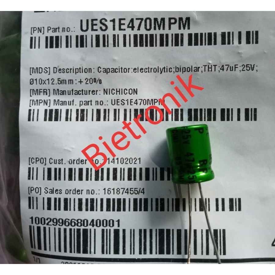 Nichicon UES1V470MPM Elko bipolar MUSE 47uF 35V 10x12,5mm RM5 [10 pcs] #B3