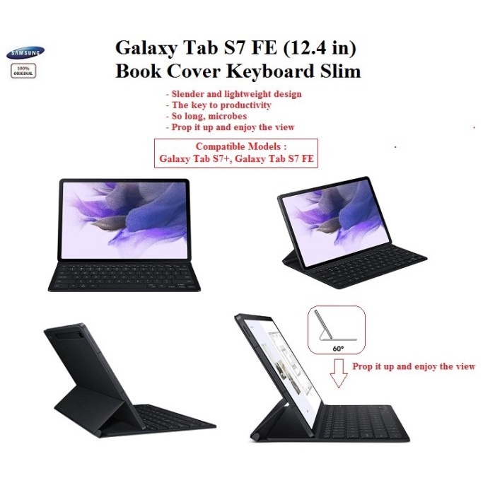 Jual Samsung Book Cover Keyboard Tab S7 Fe(12.4 In)Keyboard Cover Tab