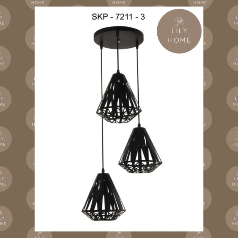 Jual lampu gantung minimalis turun 3 dekorasi ruang tamu / ruang makan