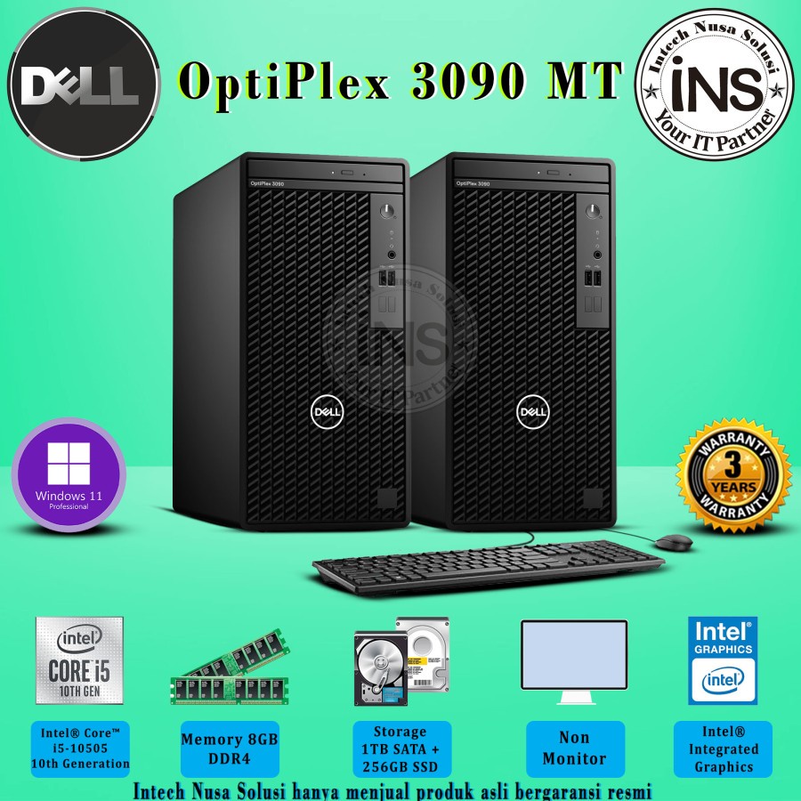 Jual CPU DELL OptiPlex 3090 MT i5-10505 8GB 1TB SATA + 256GB SSD DVDRW ...