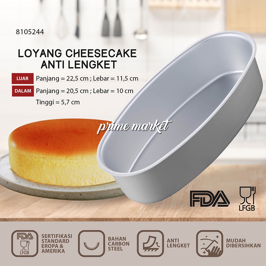 Jual Loyang Cheese Cake Oval IMPOR Tanpa Sambungan Anti Lengket Loyang Kue Bolu Oval Loyang