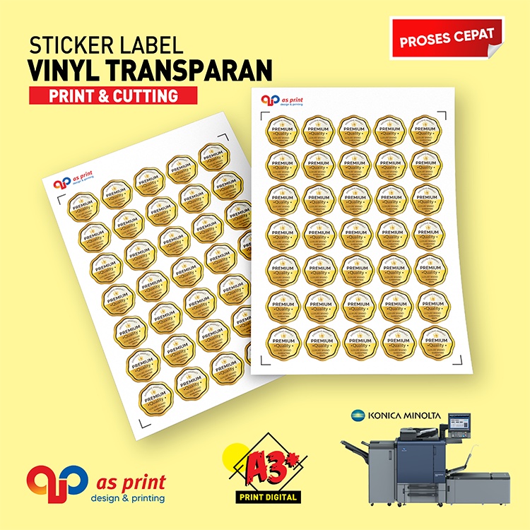 Jual Cetak Dan Cutting Sticker Vinyl Transparan A3 Plus Sticker Label