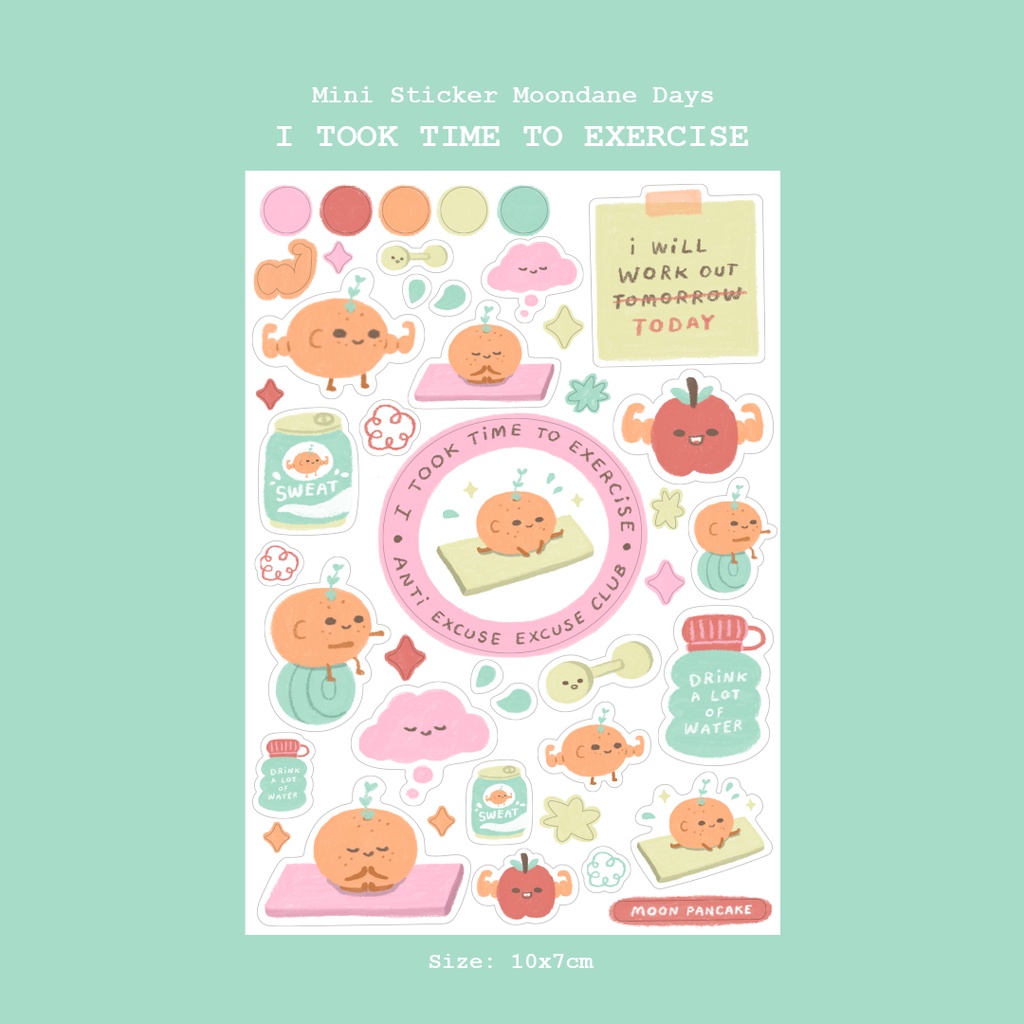 Jual Moon Pancake Moondane Days Mini Sticker - I Took Time to Exercise ...