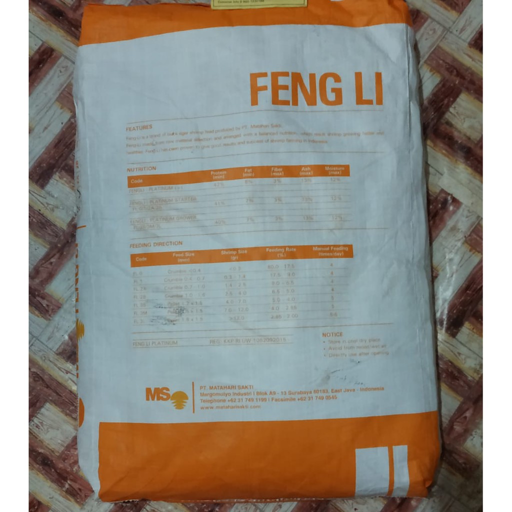 Jual Pakan Udang Ms Feng Li Platinum Ukuran Pakan 1/10kg pf100 | Shopee ...