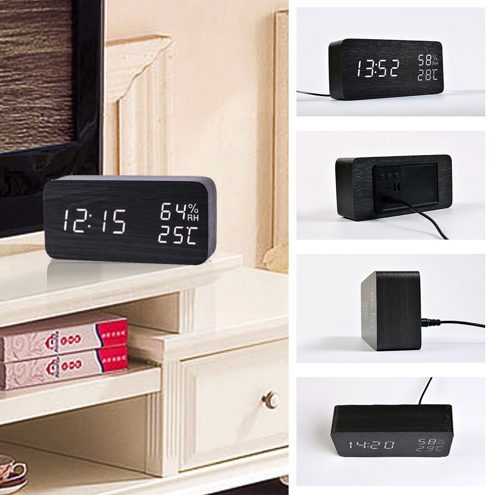 Jual Jam Meja Digital LED Clock Temperature Suhu Ruangan Humidity ...