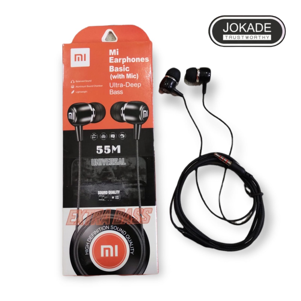 Handsfree Brand XIAOMI Headset In Ear Earphone Basic With Mic Ultra Deep  Bass