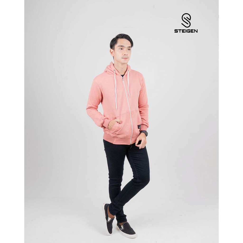 Jual SWEATER HOODIE STEIGEN PINK SALMON Shopee Indonesia