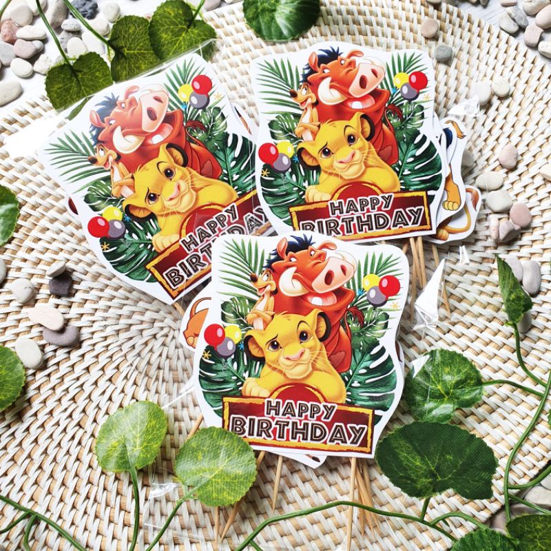 Jual Simba Timon Pumbaa Lion King Birthday Cake Topper Cupcake Pudding ...