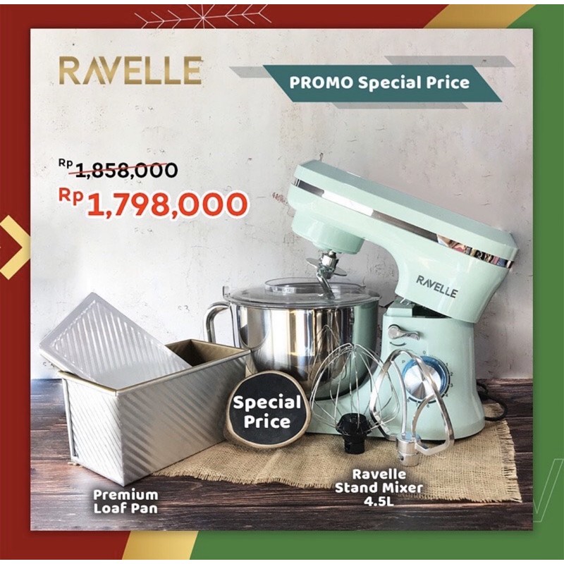 Jual RAVELLE STAND MIXER LOW WATT/MIXER RAVELLE PROMO/MIXER ROTI RAVELLE 4.5/STAND MIXER RAVELLE