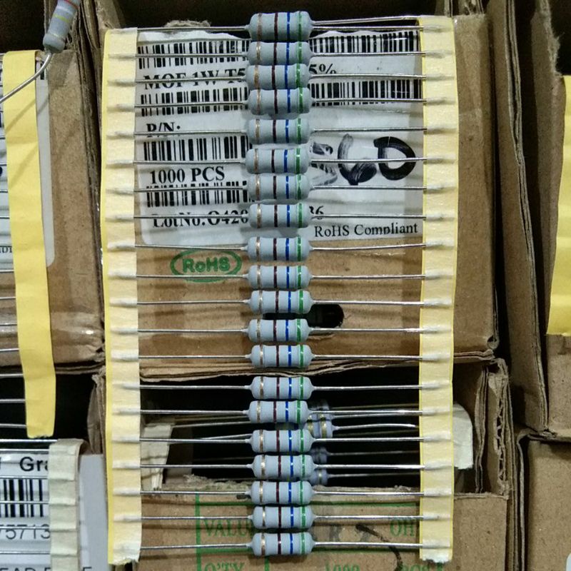 Jual 20pcs Resistor 1watt taiwan green product kaki tembaga besar ...