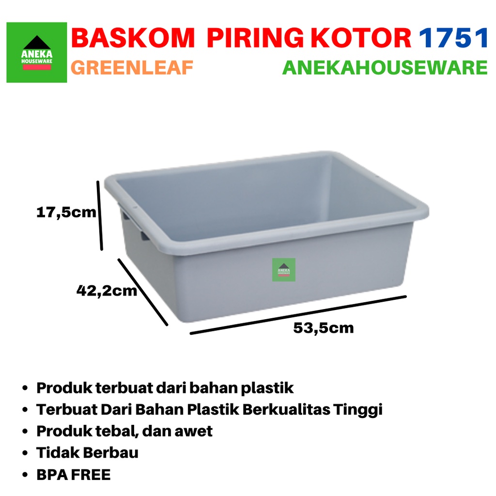 Jual Baskom Container Piring Kotor Dayton 1751 Green Leaf | Shopee ...