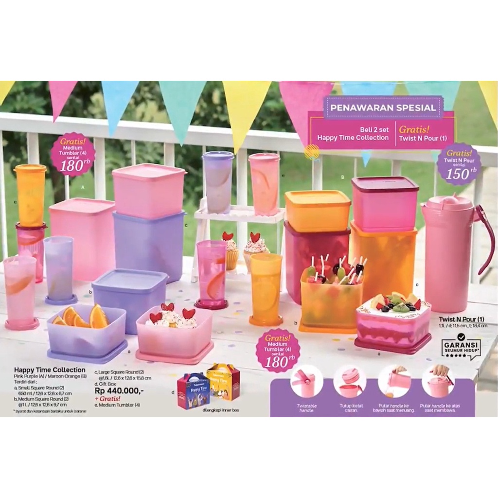 Jual PROMO Tupperware Happy Time Collection 6pcs free box | Shopee ...