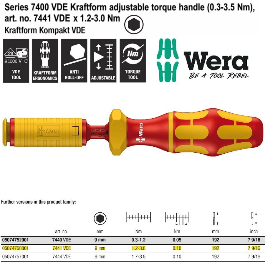 Jual WERA 05074750001 Obeng Torsi VDE 1.2-3.0 Nm Adjustable Torque ...