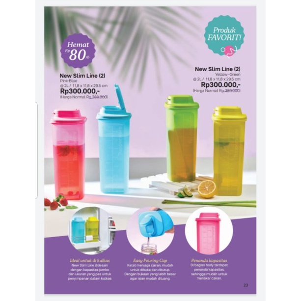 Jual New slim line 2 Liter set (2 botol) | Shopee Indonesia