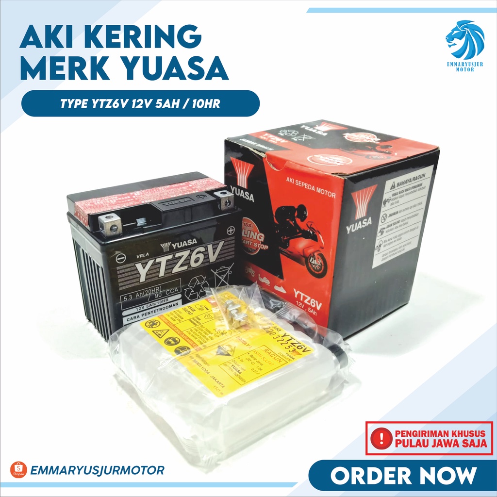Jual AKI YUASA YTZ6V 12V 5AH AKI KERING MOTOR PCX, VARIO 125/150 YUASA