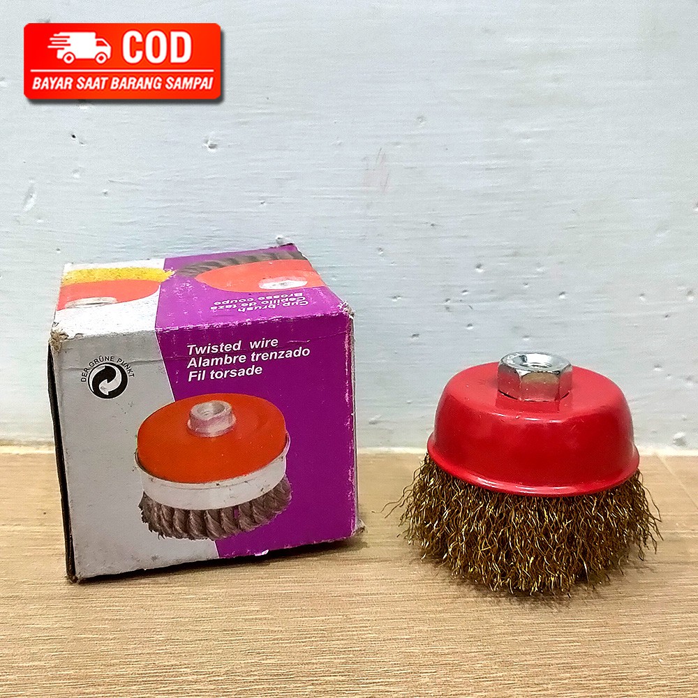 Jual SIKAT BRUSH KAWAT MANGKOK 3 INCH KUNING / CUP BRUSH GERINDA KUNING