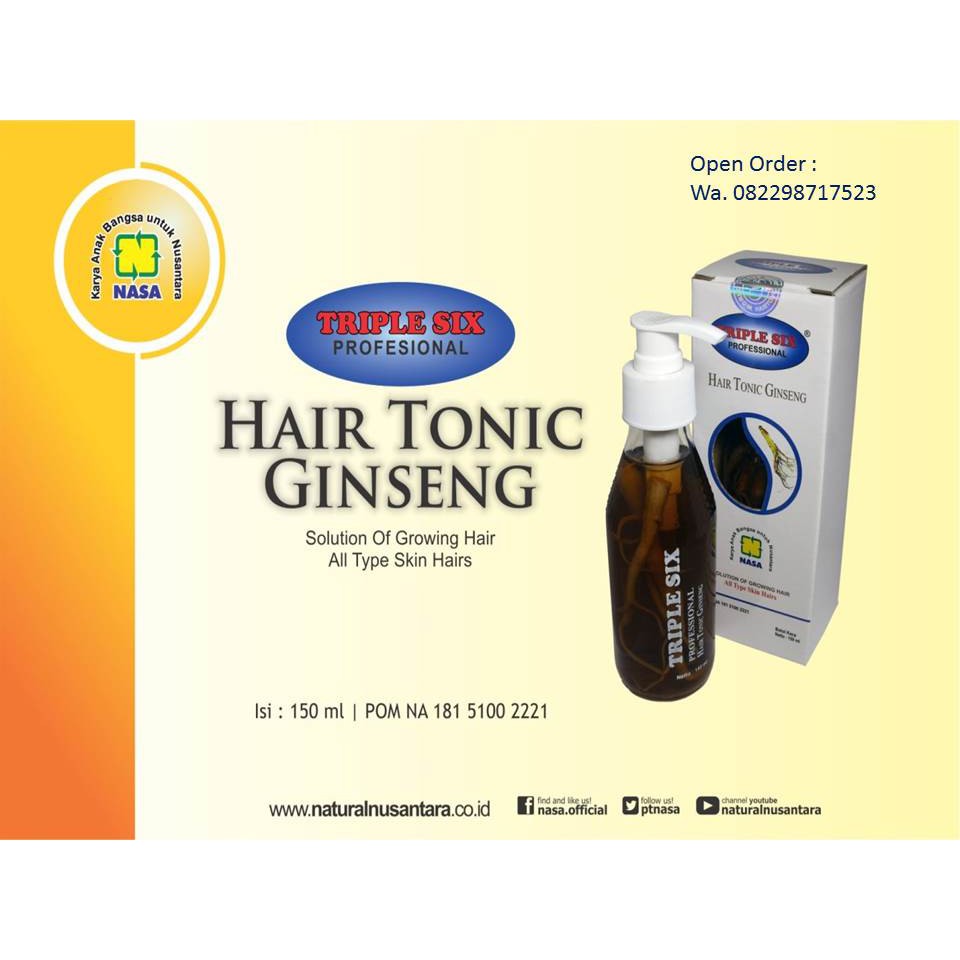 Jual TRIPLE SIX Hair Tonic Gingseng Nasa ( 150 Ml ) | Shopee Indonesia