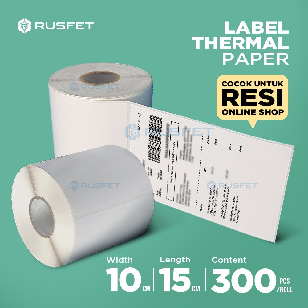 Jual Label Kertas Sticker Thermal Rusfet Resi Paper stiker printer ...