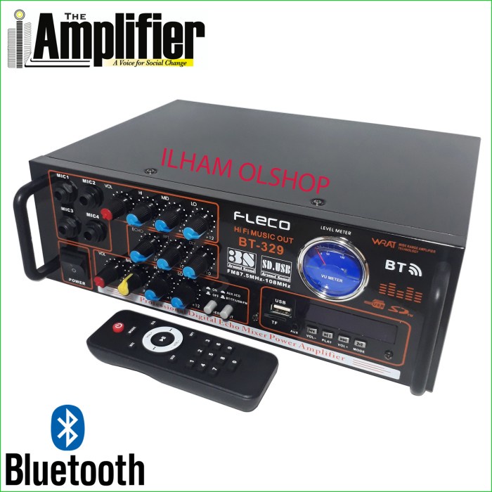 Jual Jualan Amplifier Fleco 329 Bluetooth Stereo Karaoke + Mp3 Player + Fm Radio Berkualitas