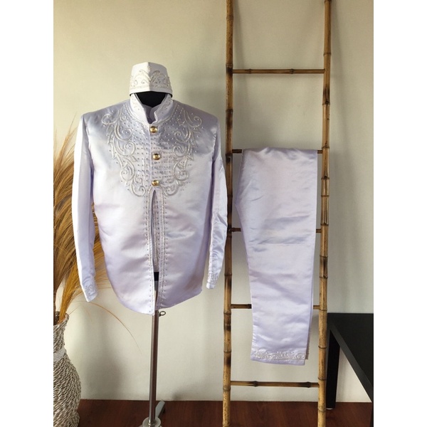 Jual basofi pengantin putih beskap sunda pengantin putih baju pengatin ...