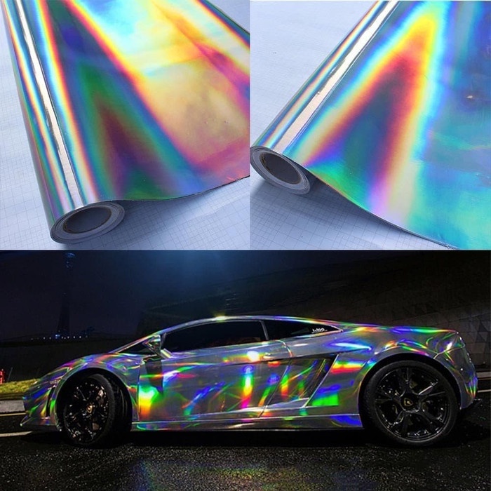 Jual STICKER LASER CHROME HOLOGRAPHIC HOLOGRAM LENTUR SILVER KROM ...