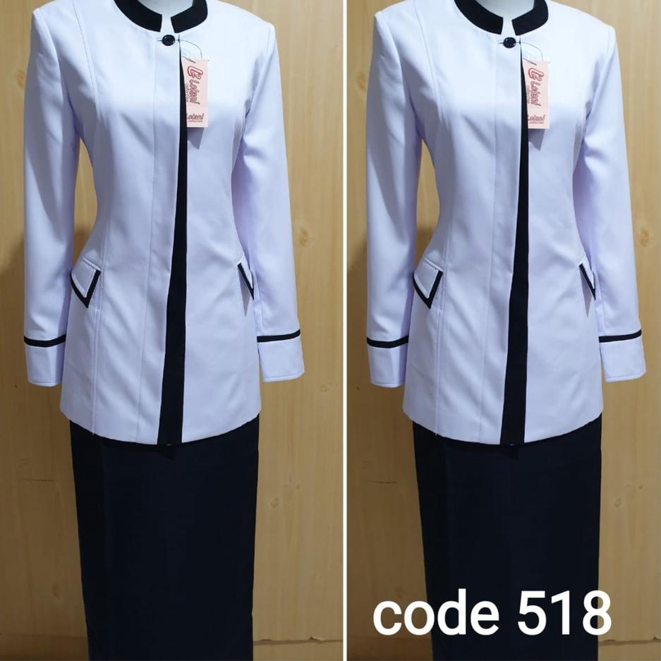 Jual Model Baru.. Seragam Dinas Putih Wanita Lis Hitam Setelan Rok A ...