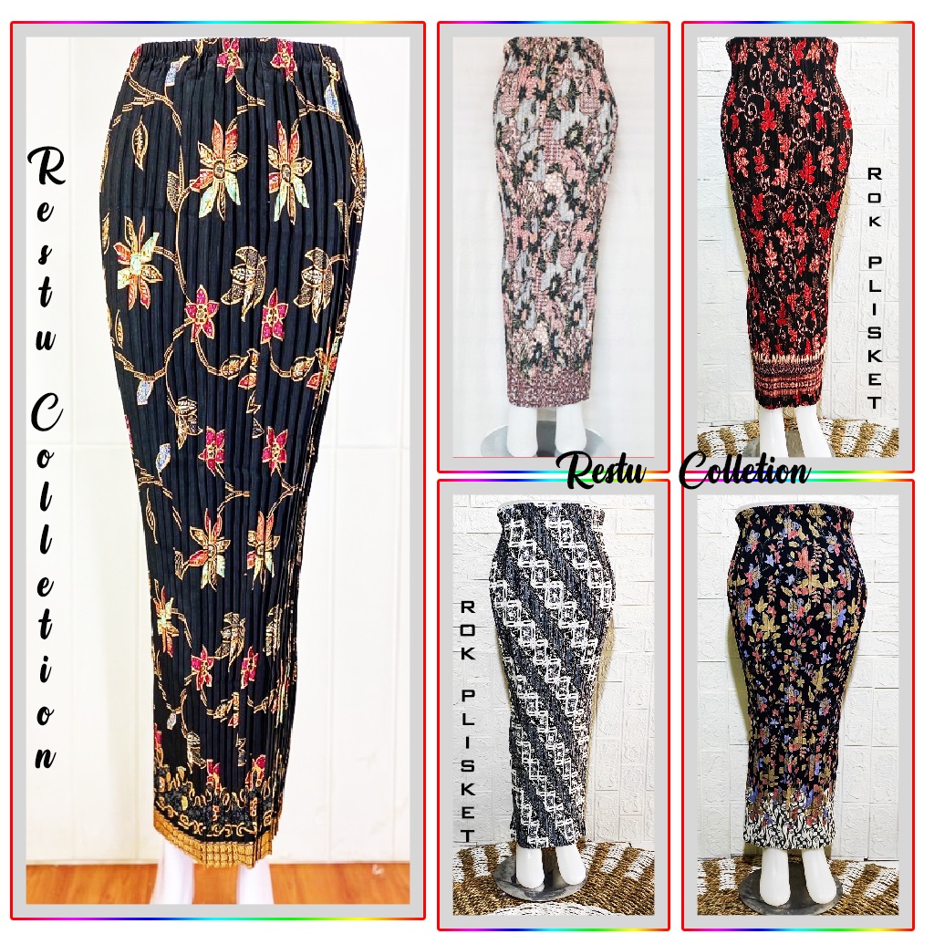 Jual Cod Cod Rok Plisket Motif Batik Wanita Cerry Cream Bawahan Wanita Kebaya Wisuda 6304