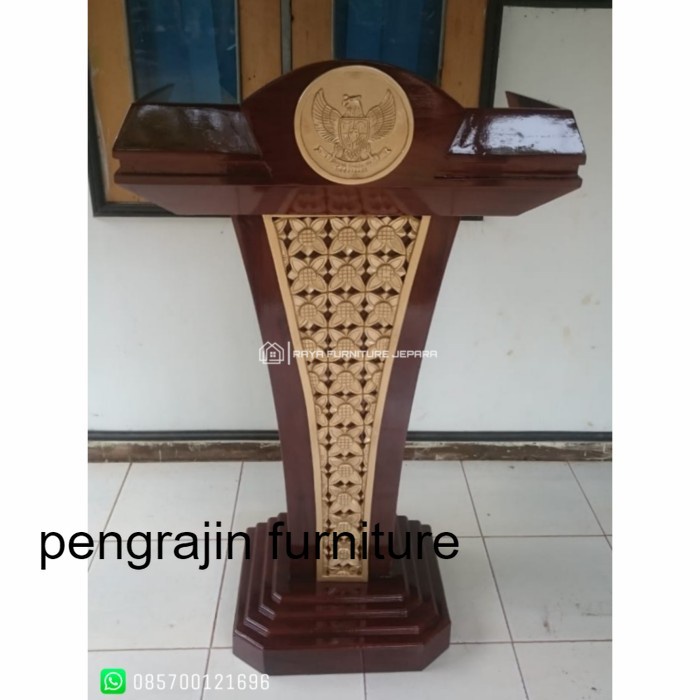 Jual MIMBAR PODIUM PIDATO JOKOWI MINIMALIS UKIR LOGO GARUDA KAYU JATI ...