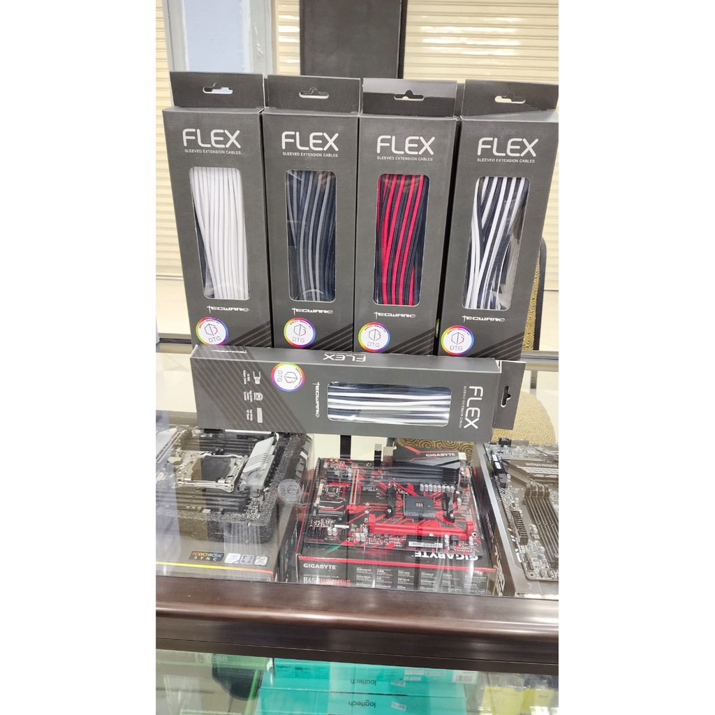 Jual TECWARE FLEX SLEEVED EXTENSION CABLES - Black/White/Red | Shopee ...