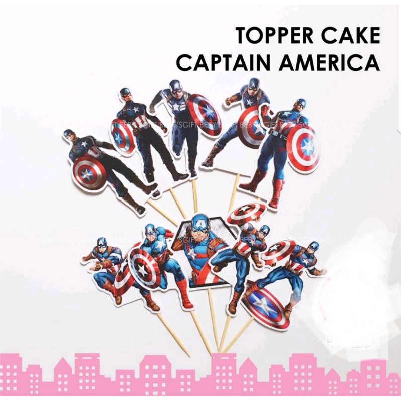Jual Topper cup cake Captain Amerika | Tusukan Kue Ulang Tahun Captain