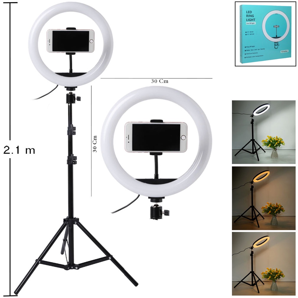 Jual PAKET Lampu Live Ring LED 26CM + TRIPOD 2.1M | LED 30CM + TRIPOD 2 ...