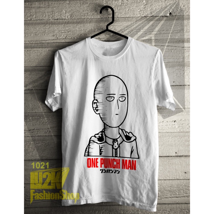 Jual KAOS ONE PUNCH MAN SAITAMA ANIME KOCAK LUCU SUPERHERO terang L2K