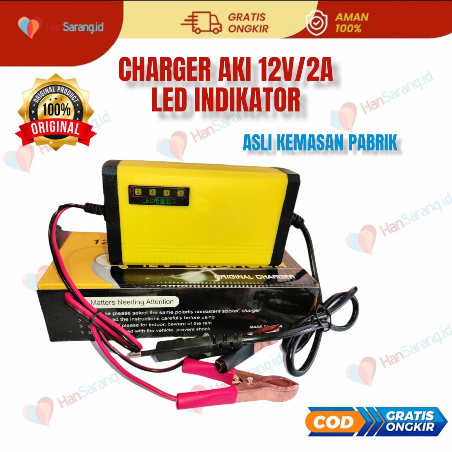 Jual Alat Cas Aki 12V 2A Charger Accu Sepeda Motor Mobil Casan | Shopee