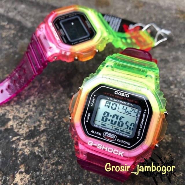 Jual JAM TANGAN NEW G SHOCK DW6900 JELLY TRANSPARANT RASTA DIGITAL