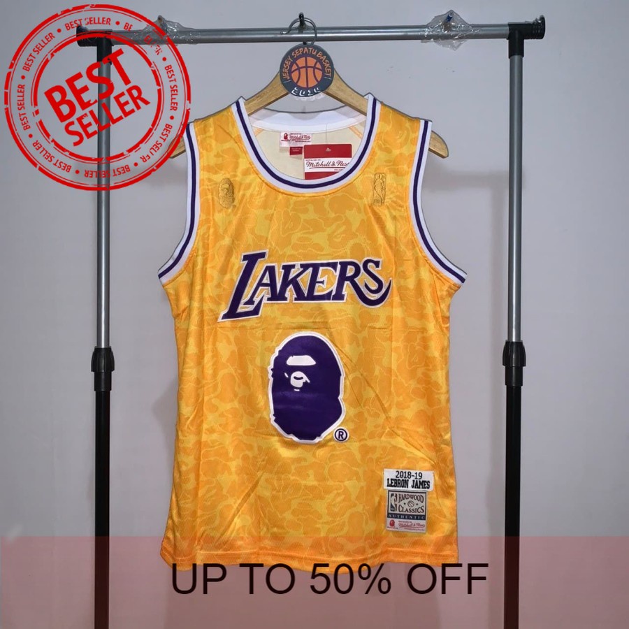 baju JERSEY BASKET NBA SWINGMAN REVO REVO30 KAOS GAMETIME BAJU ATASAN LA LAKERS BAPE LEBRON JAMES KUNING custom desain gratis