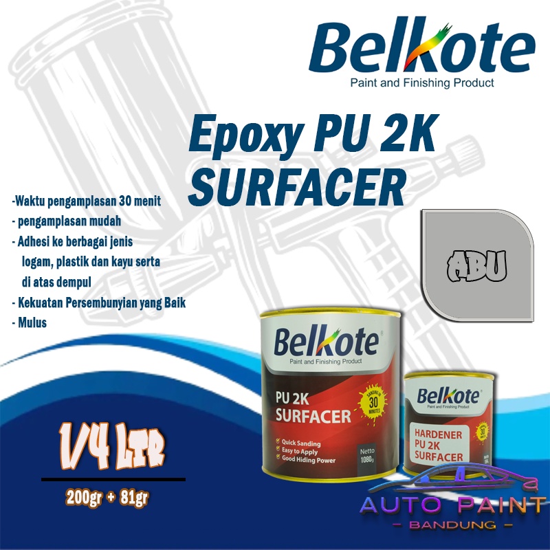 Jual EPOXY PU 2K BELKOTE SURFACER 300ML SET | Cat Dasar Epoksi 1/4 ABU ...