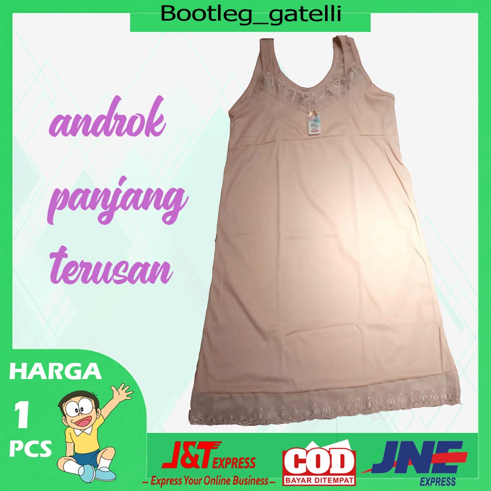 Jual Under ANDROK Terusan Panjang Putih Polos Renda Leher Rok Dalaman ...