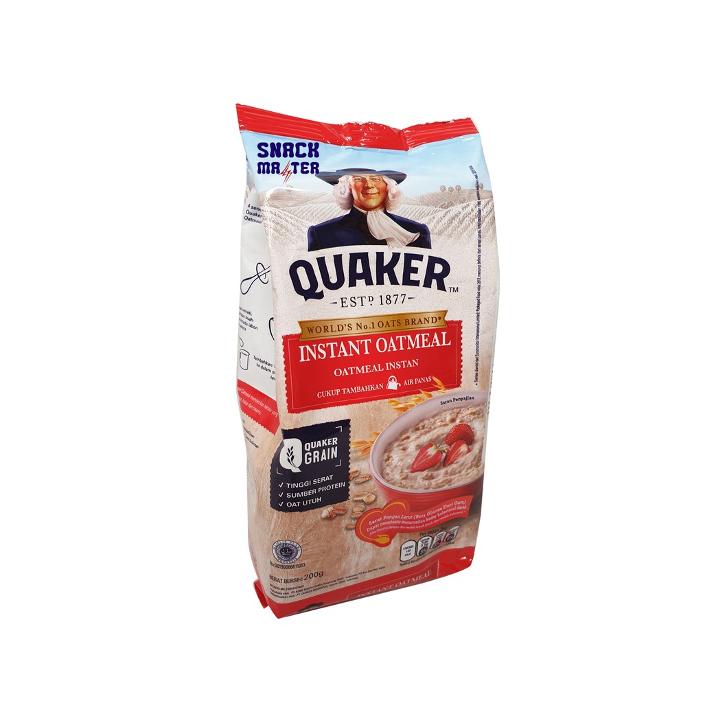 Jual Quaker Oatmeal Instant / Quick Cooking - Netto 200 gr | Shopee ...