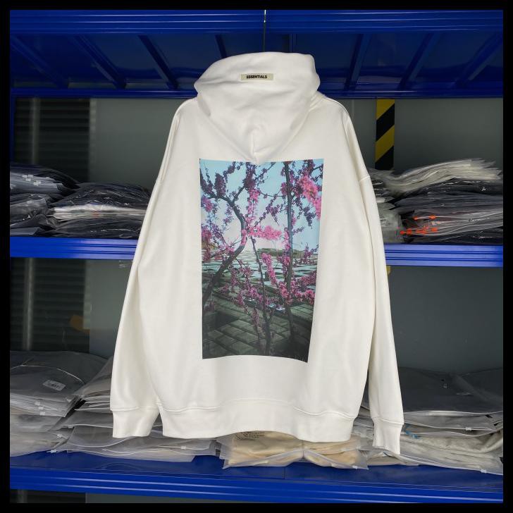 Fear Of God Essentials Floral Photo Print Hoodie Putih