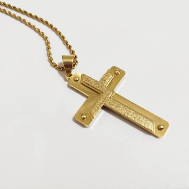 Jual BIG CROSS Kalung salib gold titanium pria | Shopee Indonesia