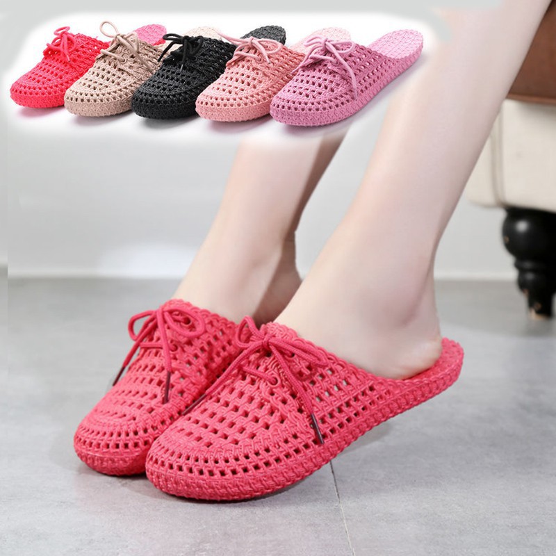 Women's Closed Toe Rattan Slippers - Breathable Slide Sandals For Indoor/Outdoor, Spa, Beach & Travel